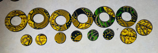 Sale-Designed Earring Blanks# 7 yellow/green