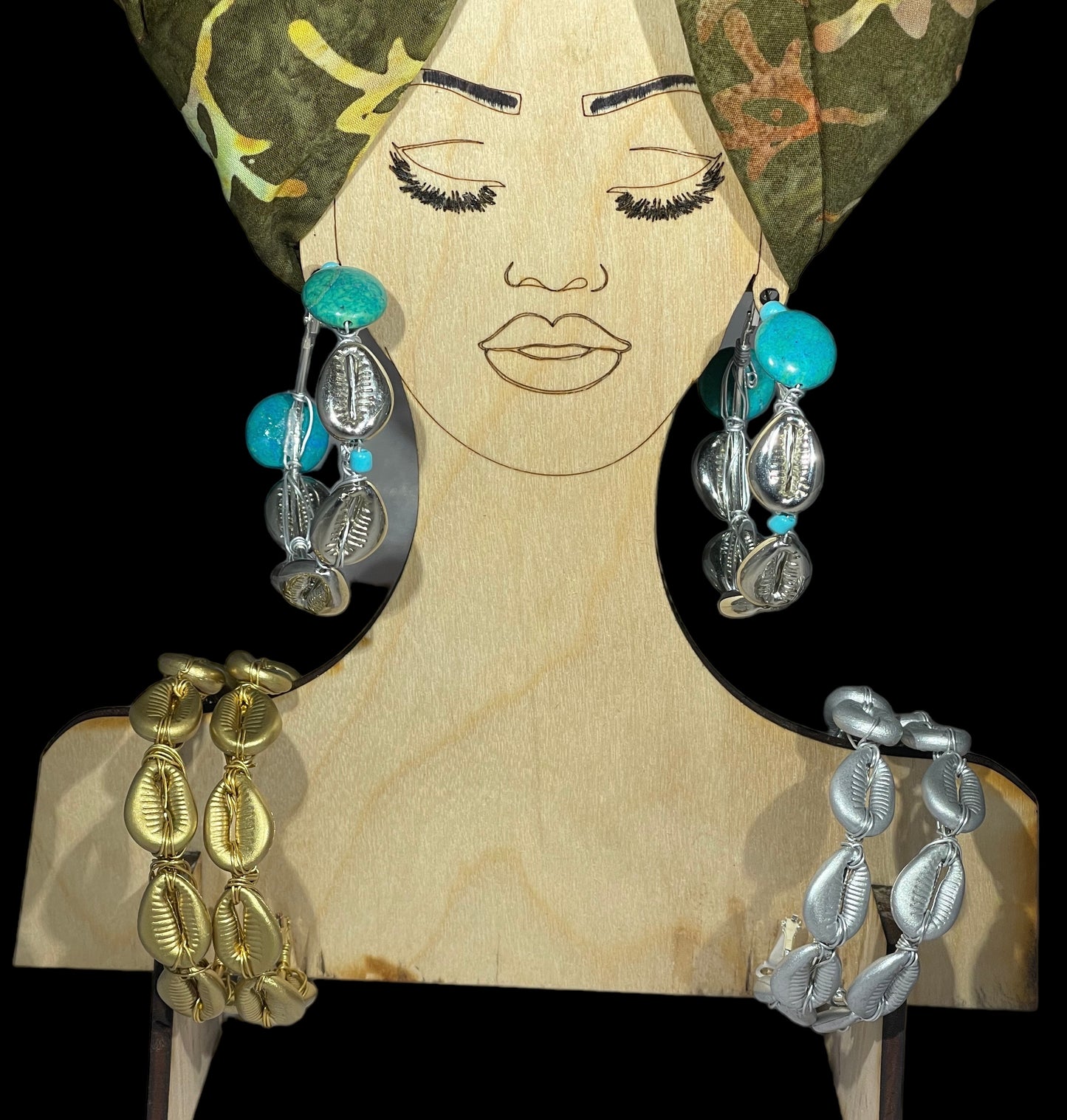 Cowrie Shell Hoop Earrings-2