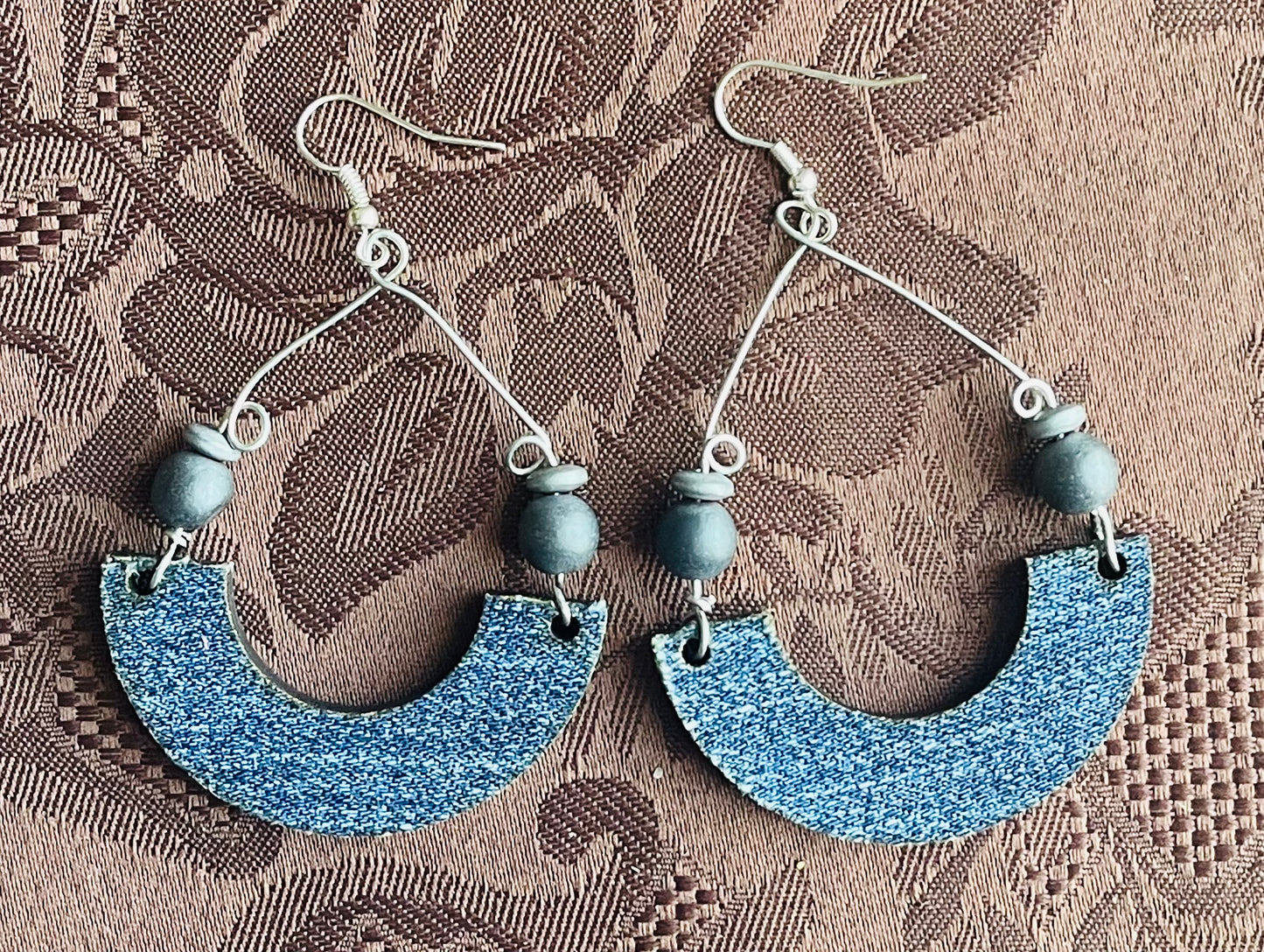 Denim Earring Blanks-half circle- 6 pair