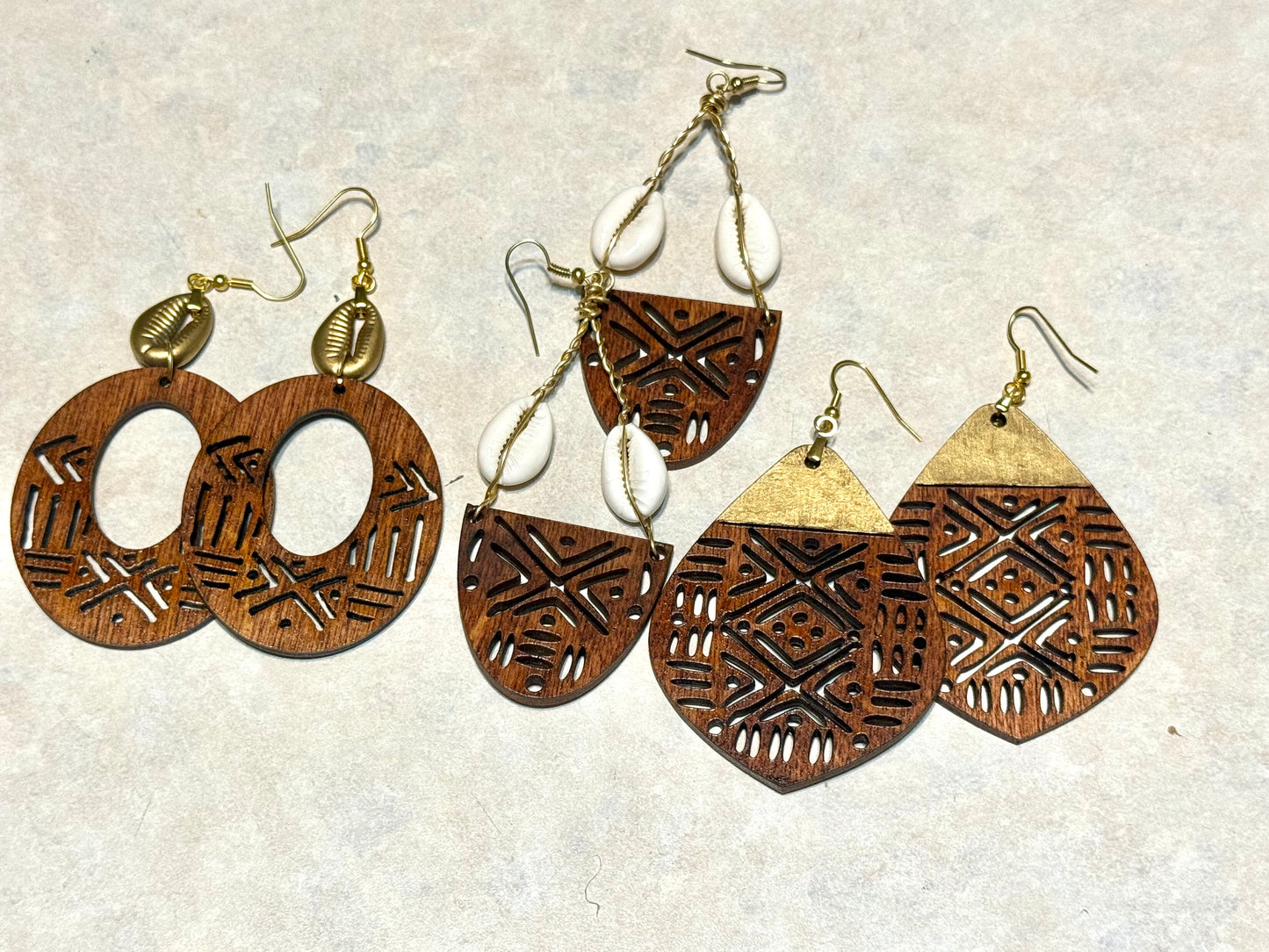 Mudcloth Design Wood Earring Blanks - 4 designs