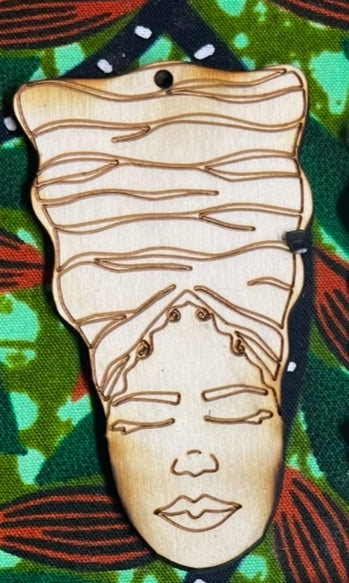 Lady Face Wood Earring Blanks #4-5 pairs