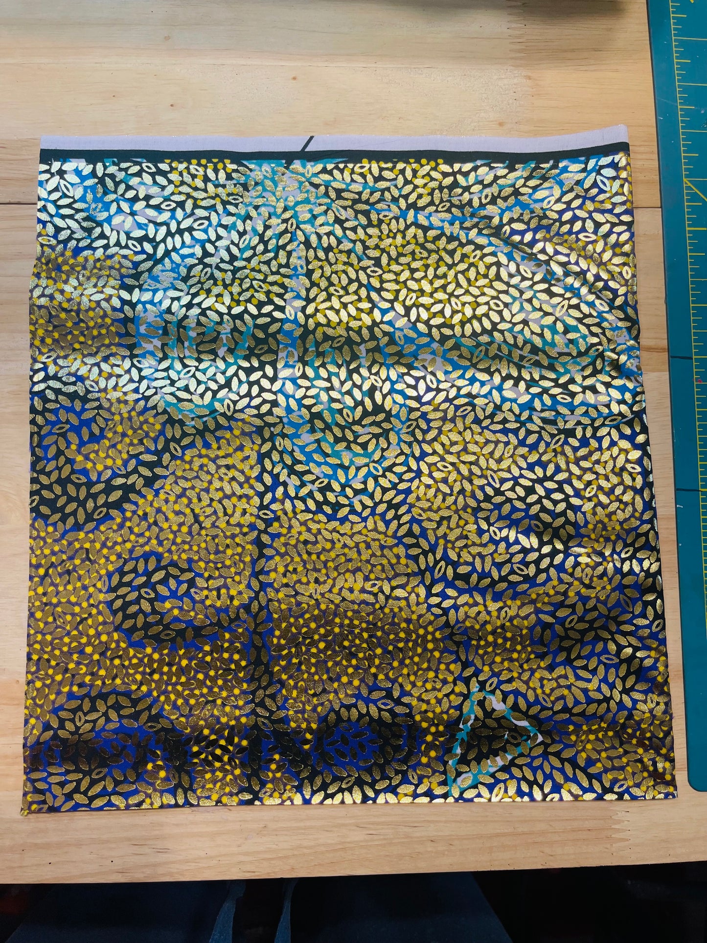 Authentic African Print Fabric- One 12x12 piece Blue, purple & yellow