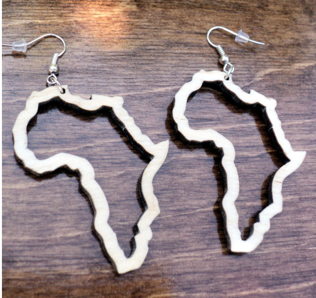 Wood earring blank laser cut shapes-Africa outline