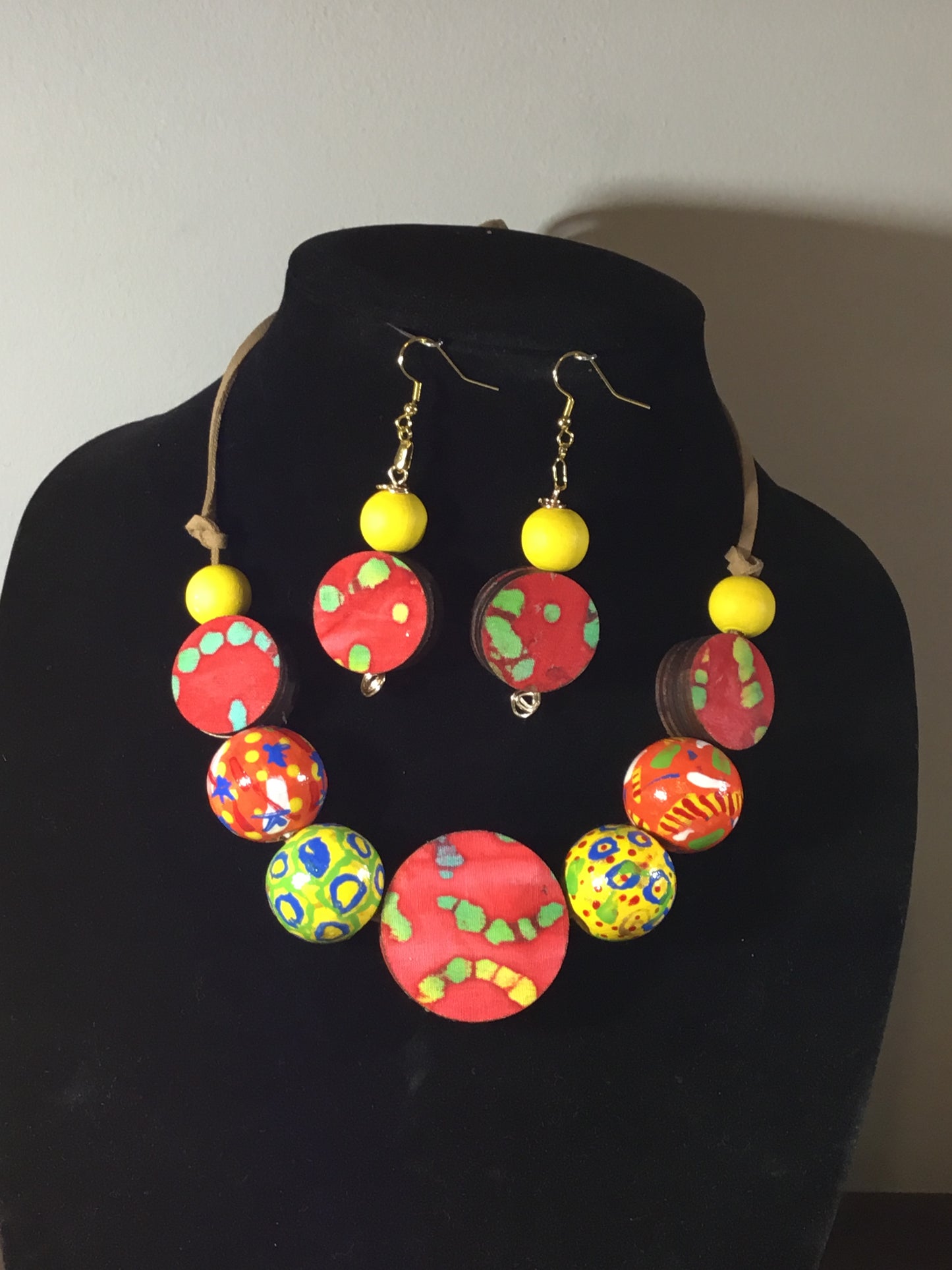 One of a Kind Beaded Necklace-Handmade Beads Orange Batik