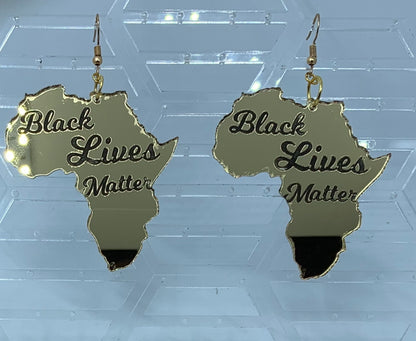 Gold Mirror Africa Black Lives Matter Earrings