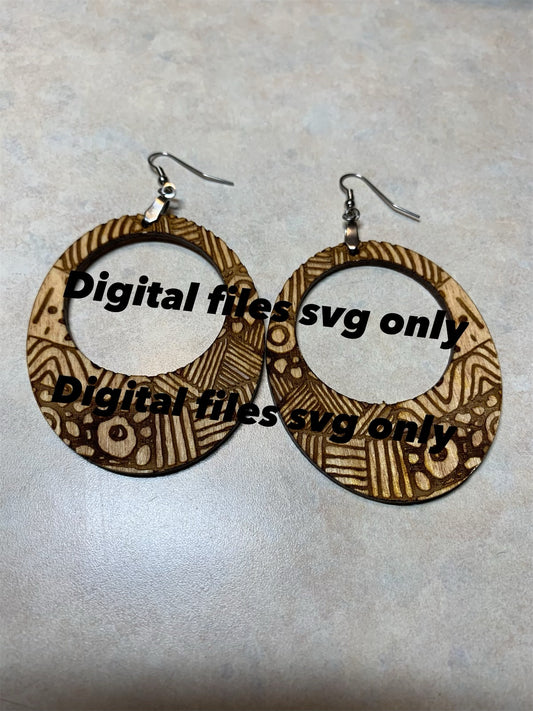 SVG Digital File-Wide Hoop zentangle Earrings