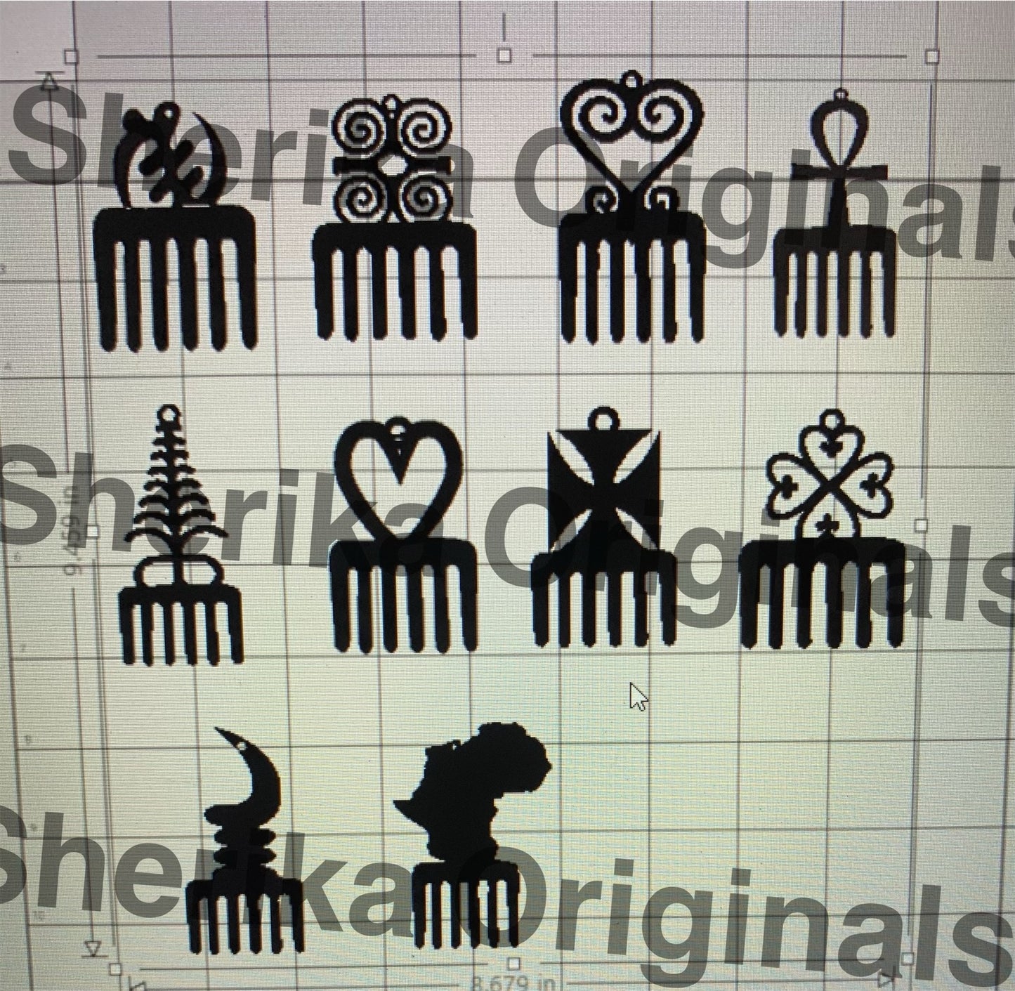 SVG Digital File-Adinkra symbol/comb earrings-10