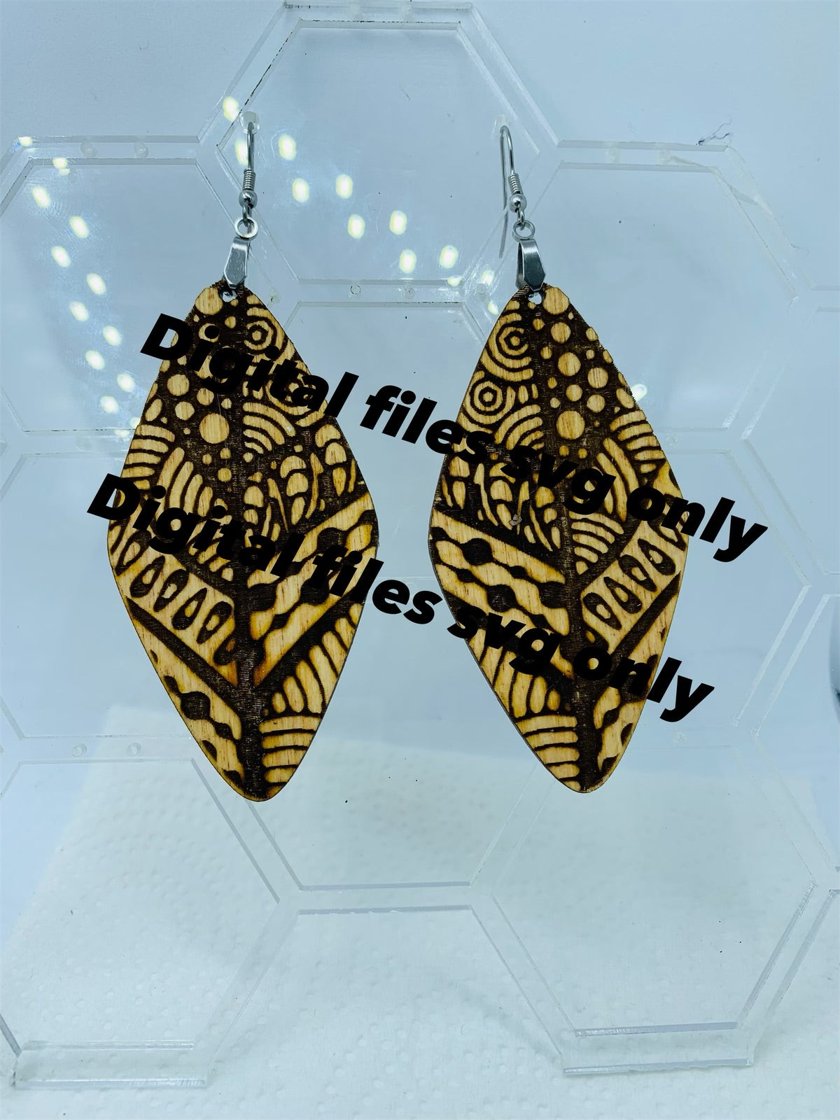 SVG Digital File-Diamond shape zentangle Earrings