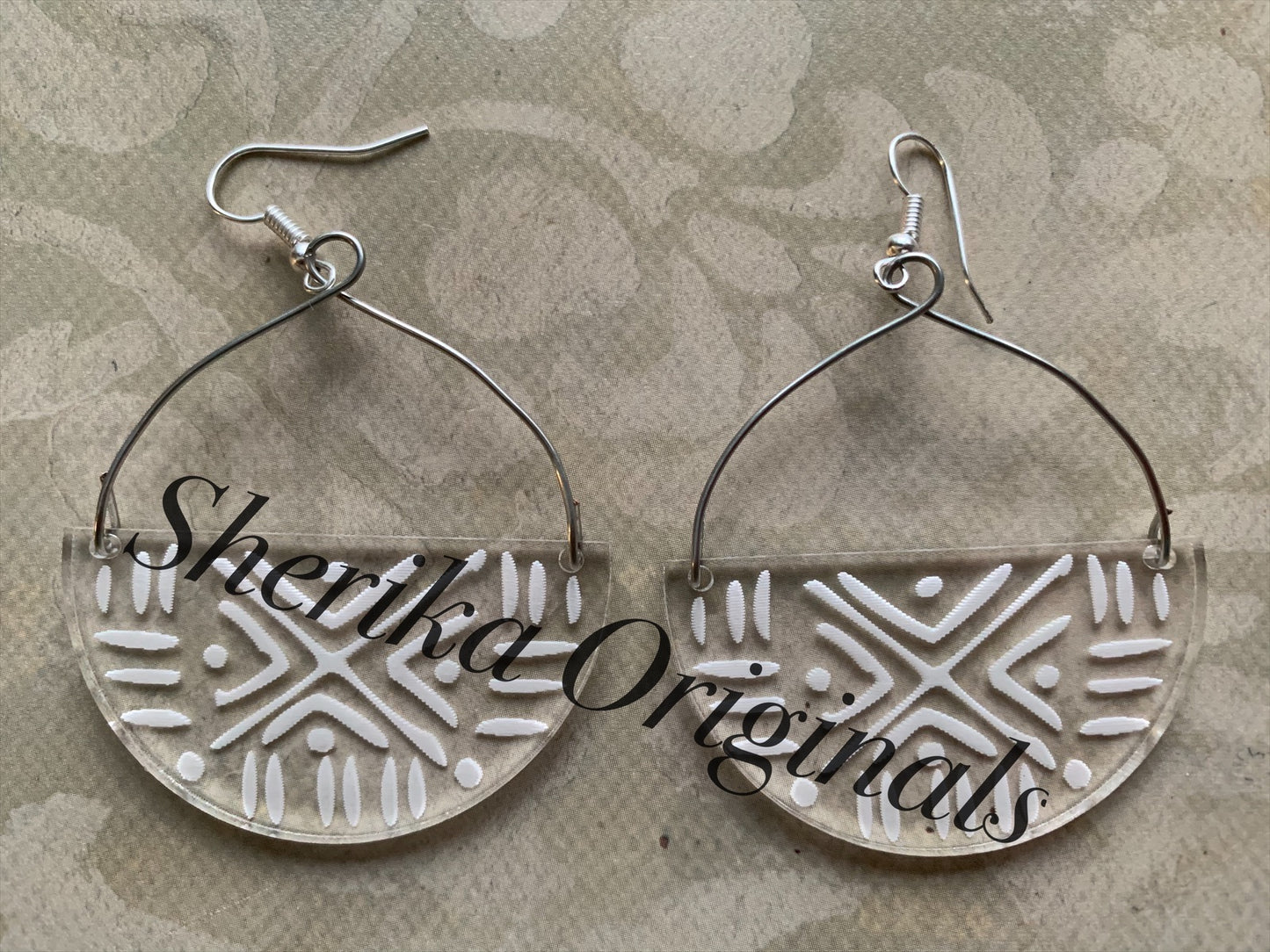 SVG Digital File-Mudcloth Half Earring Design for Wood or Acrylic 2 designs