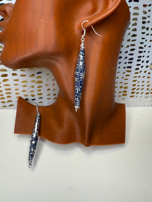 Fabric Foiled earrings 3 inches-1 pair only