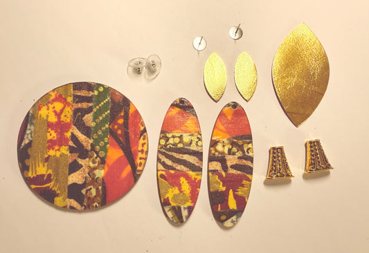 Africanfabric pendant and earring kit