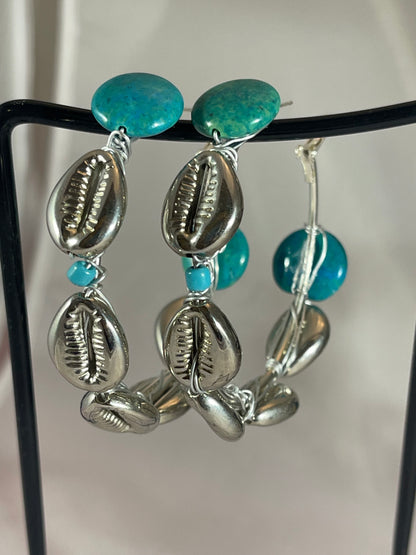 Cowrie Shell  Hoop Earrings-2
