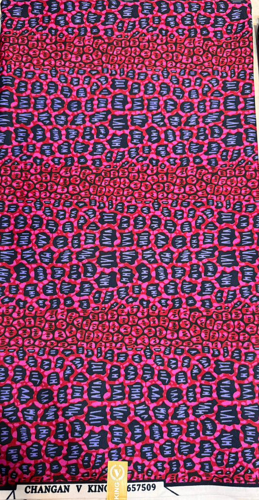 Fuchsia/Purple/Black African Print￼fabric by the yard