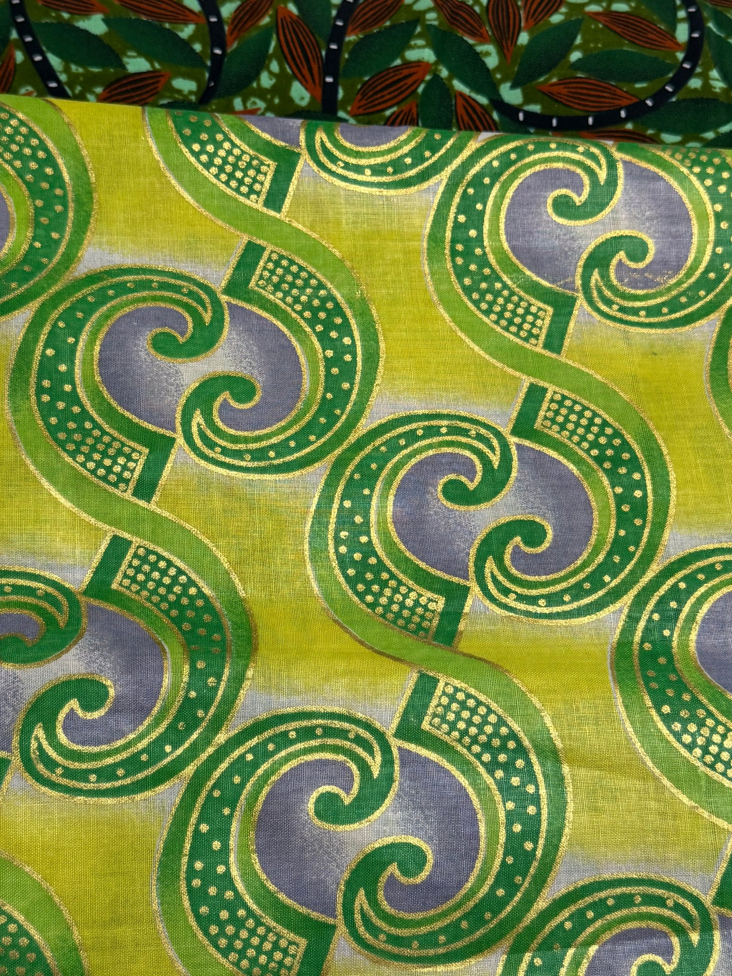 Green/Purple/Lt Green Ankara African Print￼fabric by the yard-3 yard Max