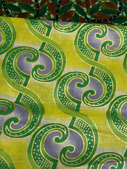 Green/Purple/Lt Green Ankara African Print￼fabric by the yard-3 yard Max