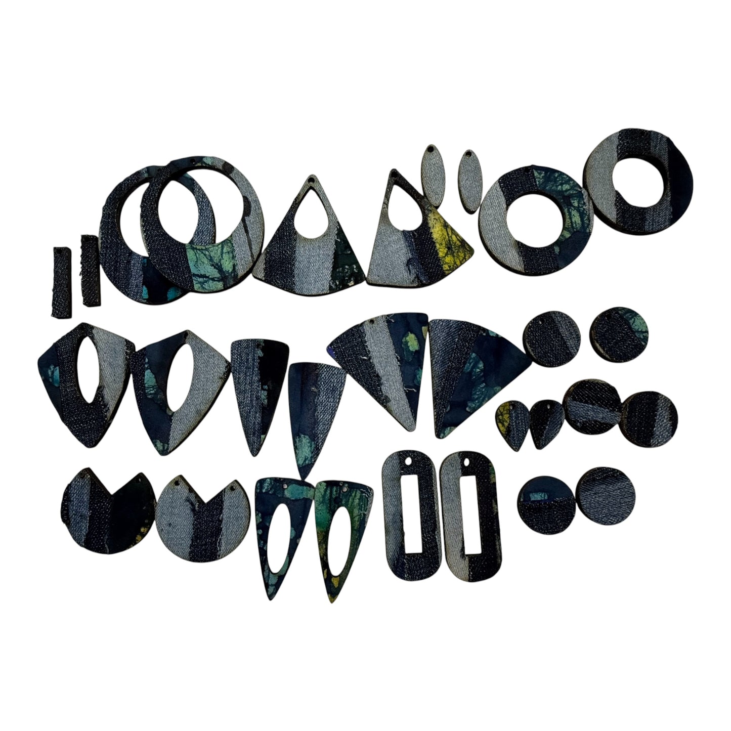 Multidesign Denim Earring Blanks-9 pair