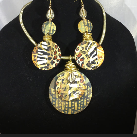 Animal Print Earrings and Necklace Set