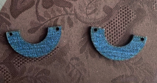 Denim Earring Blanks-half circle- 6 pair