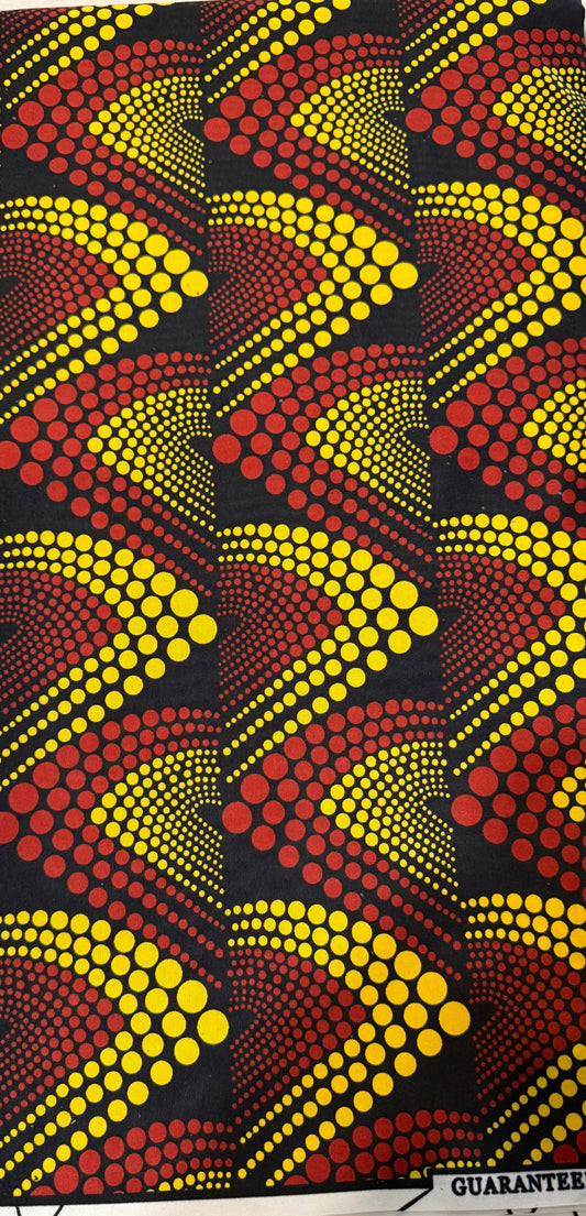 Yellow/Red/Black African Print￼fabric by the yard