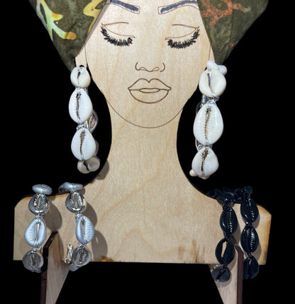 Cowrie Shell  Hoop Earrings