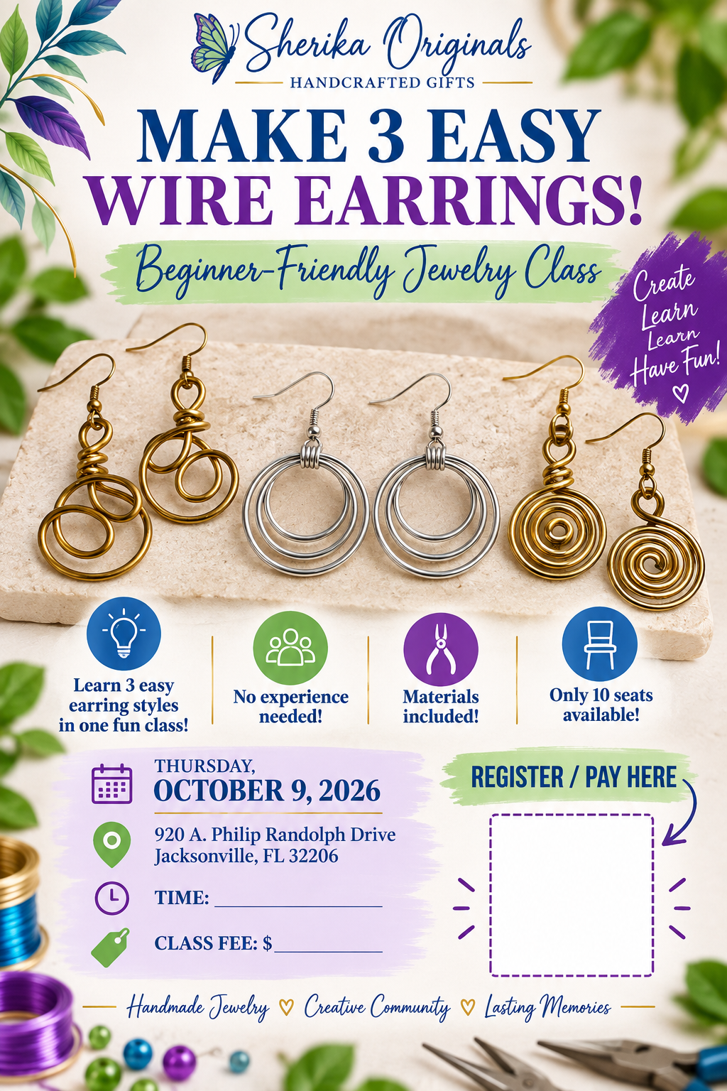 Create with Sherika Originals- Jewelry Class