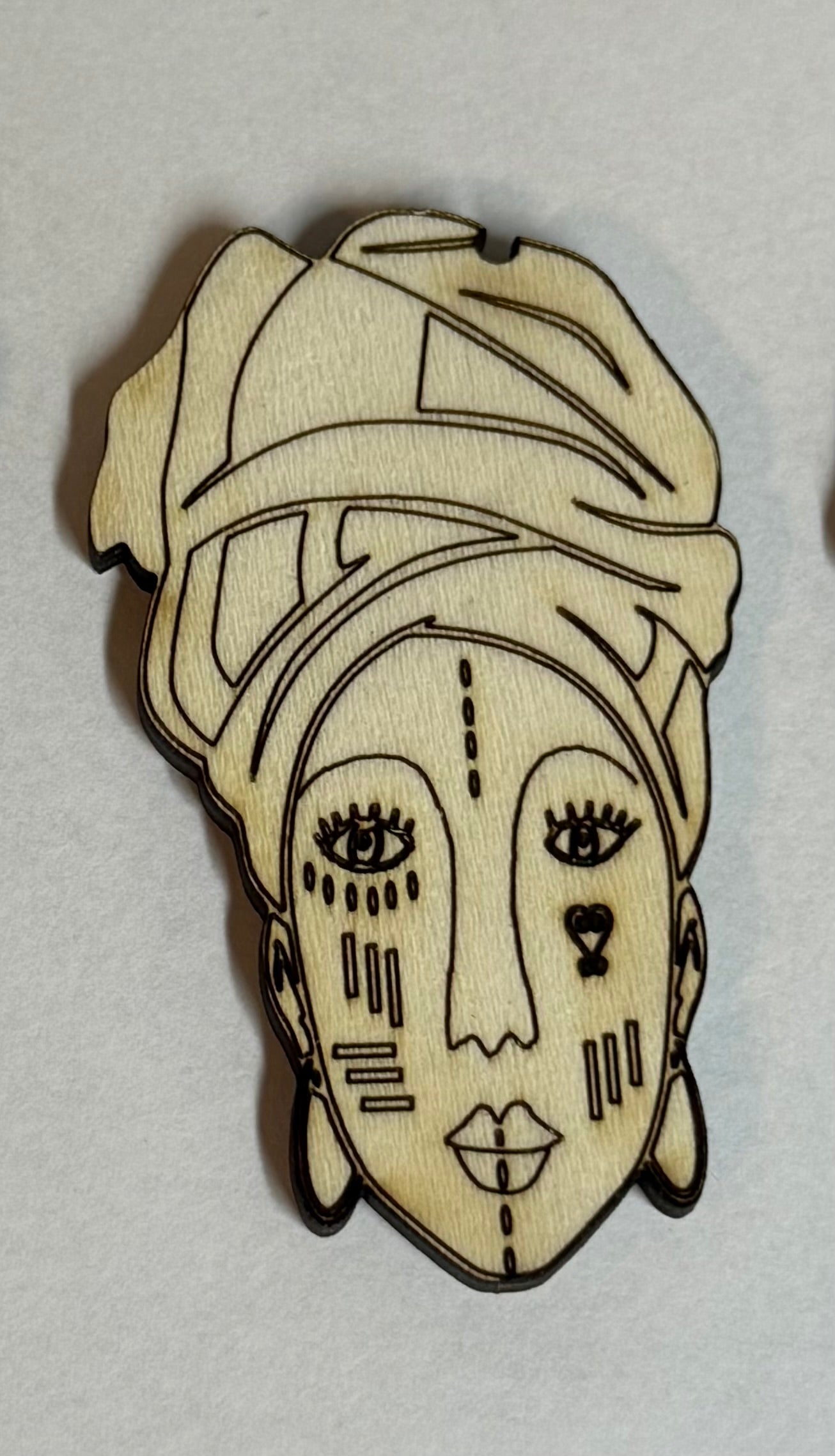 African Lady Face earrings with markings Earring Blanks-5 pairs