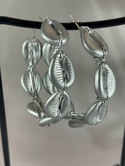 Cowrie Shell  Hoop Earrings-2