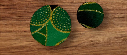 Fabric Covered Wood Beads 1 inch round-set of 6 beads