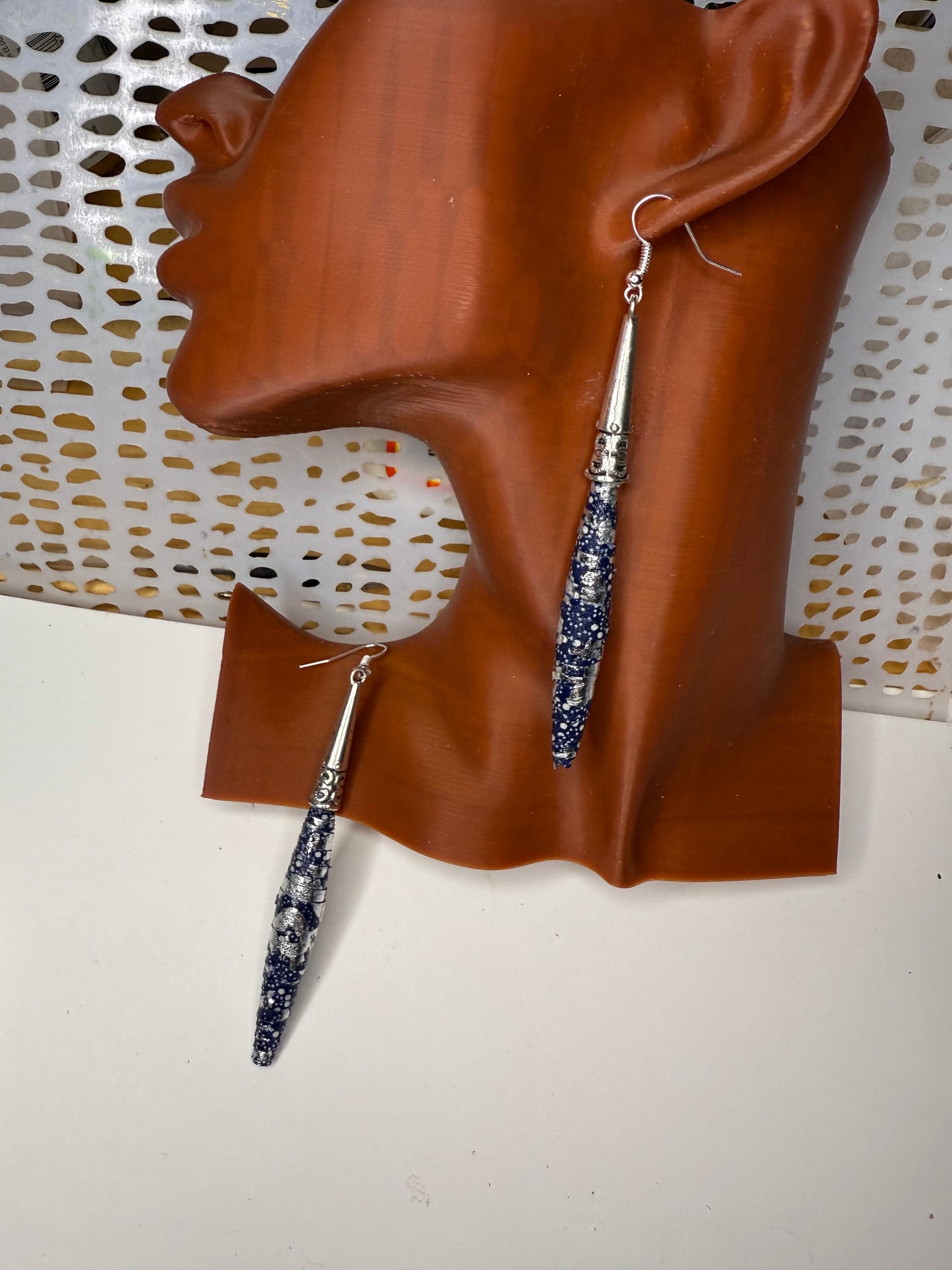 Fabric Foiled earrings 3.50 inches-1 pair only