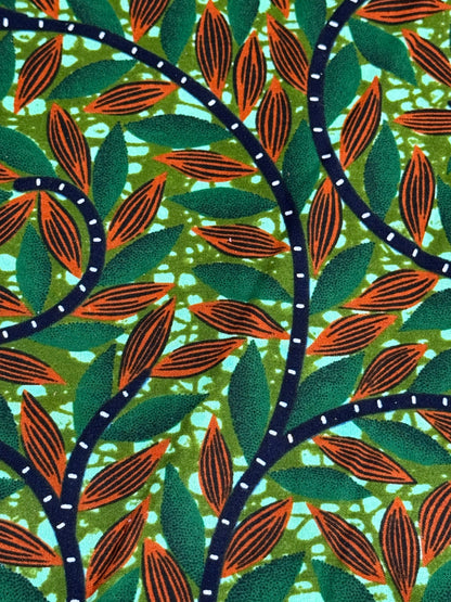Green/Brown/Brown African Print￼fabric by the yard-3 yard Max