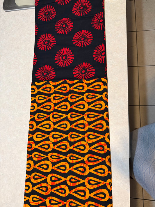 Orange/Red/Black African Print￼fabric by the yard-3 yard Max
