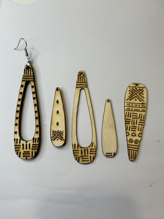 SVG Digital File-Long Teardop mudcloth earring