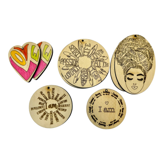 Power of Words Wood Earring Blanks - 5 designs