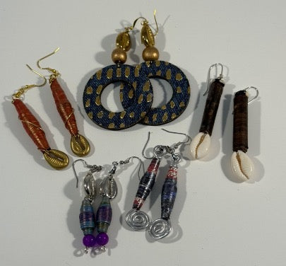 Wholesale Bundle – Artisan Fabric & Paper Bead Earrings (Set of 5)
