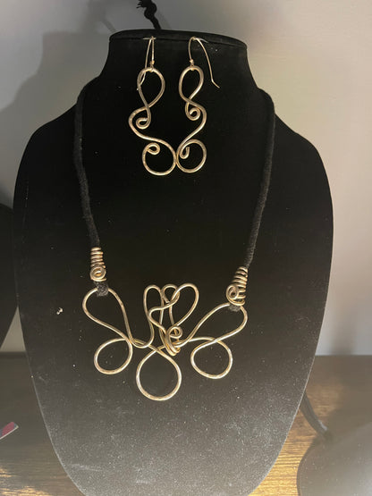 Curvy Spiral Aluminum Necklace & Earrings