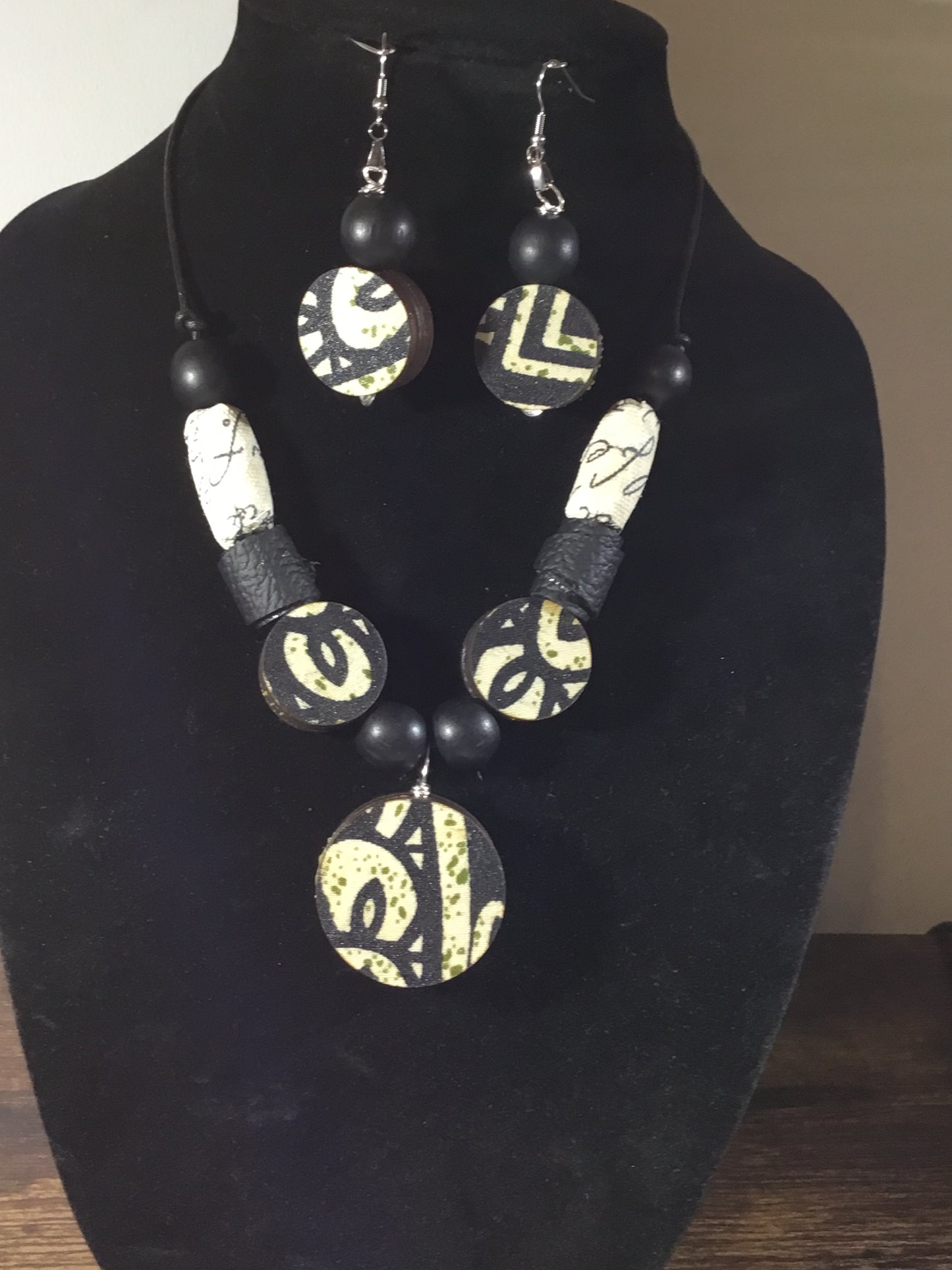One of a Kind Beaded Necklace-Handmade Beads black/white