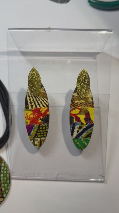 African fabric pendant and earring set -1 set only