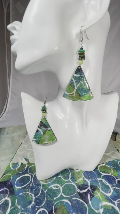 Hand painted Earrings with African Turquoise