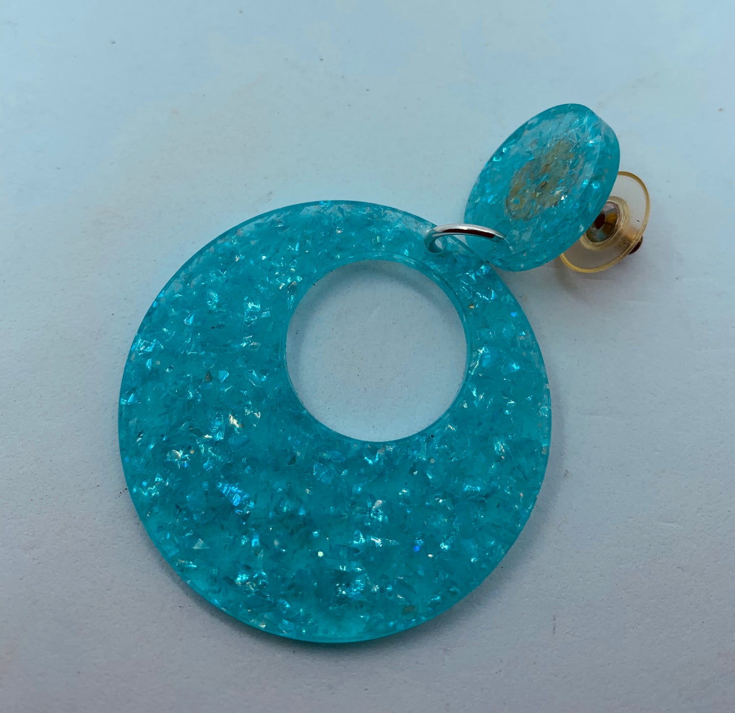 Turquoise Glitter Hoop Acrylic Earrings