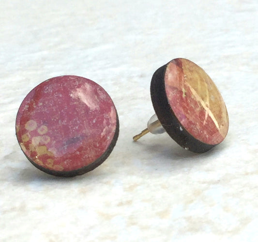 Small wood stud earrings