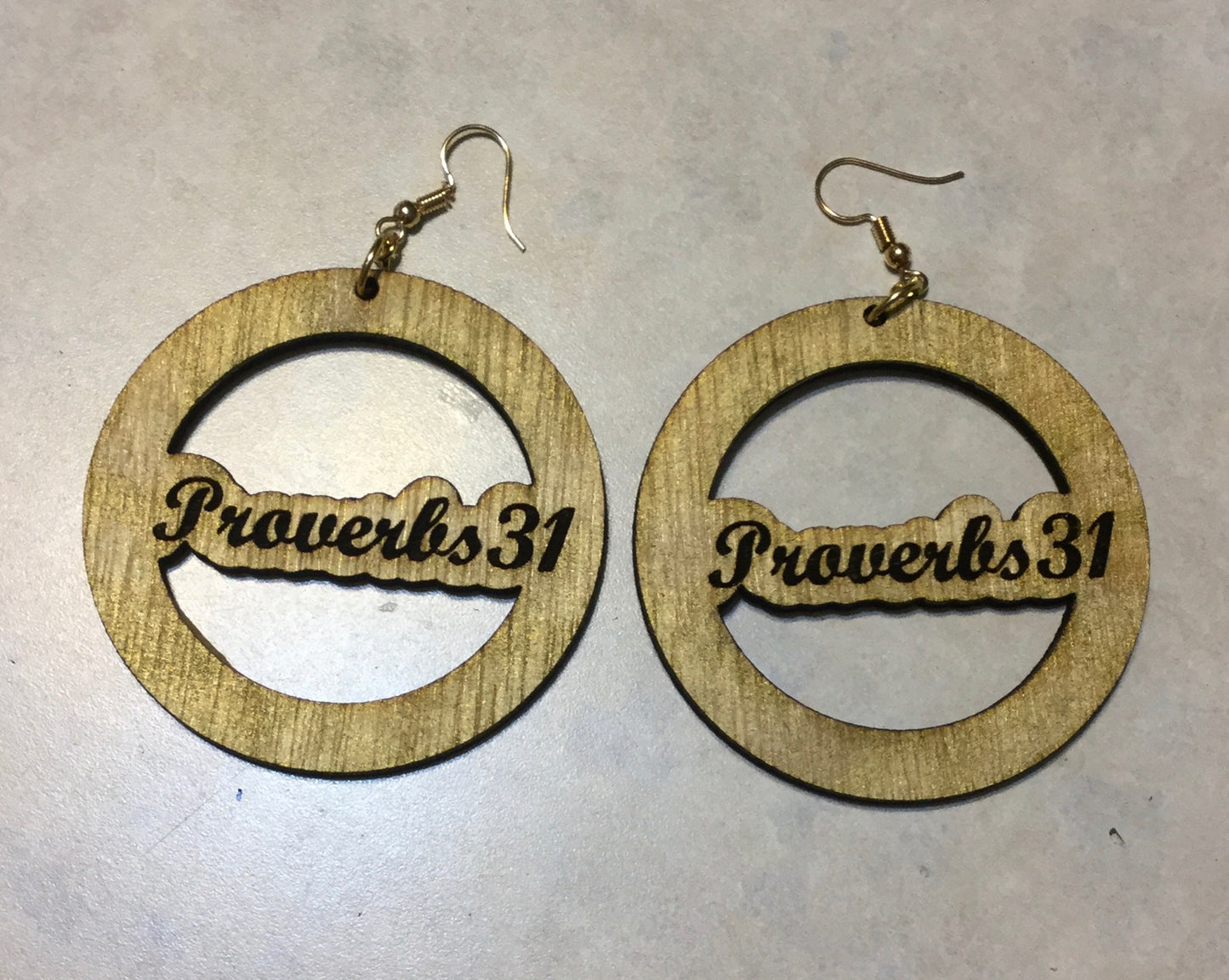 Power of Words: Wooden Proverbs 31 Engraved Earrings