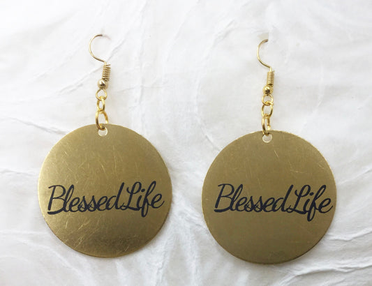 Power of Words: Round Stainless Engraved Earrings