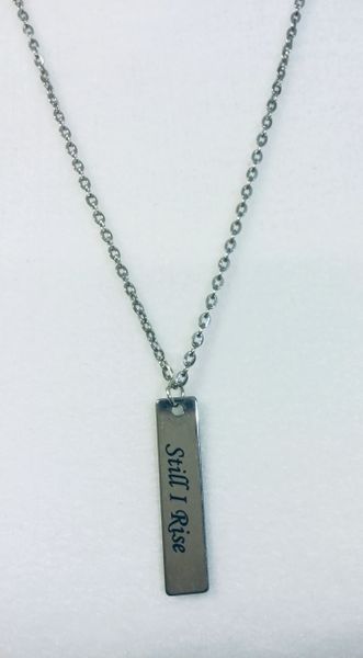 Power of Words: Engraved Stainless Steel Necklace (vertical)