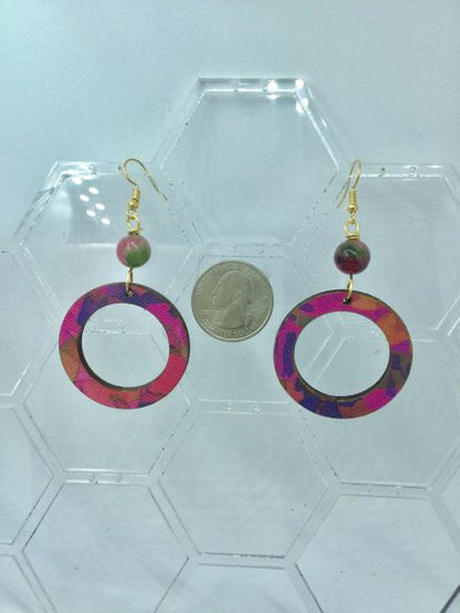 Wooden circle hoop earrings