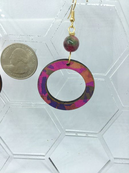 Wooden circle hoop earrings
