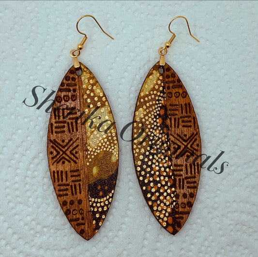 SVG Digital File-Mudcloth Half Earring Design for Wood or Acrylic 2 designs