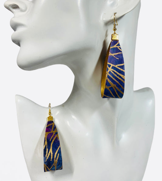 Teardrop hoop earrings-Purple