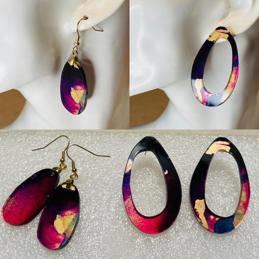 Acrylic Stud Hoop Earrings