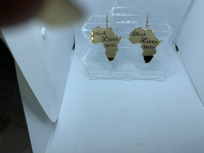 Gold Mirror Africa Black Lives Matter Earrings