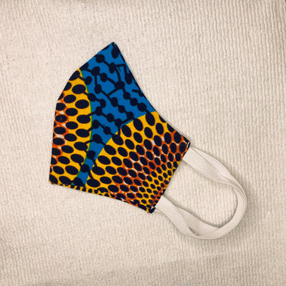 Face Mask-African print face mask- Teal, gold, brown, orange, white